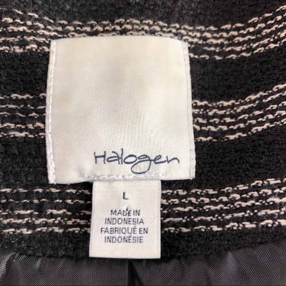 Halogen Zip Up Striped Black White Jacket Blazer L - Picture 5 of 7
